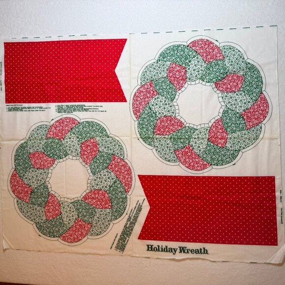 🛒 $9 - Fabric DIY Material - 1 yard Christmas Wreath to Stuff Panel #7 - Picture 2 of 5